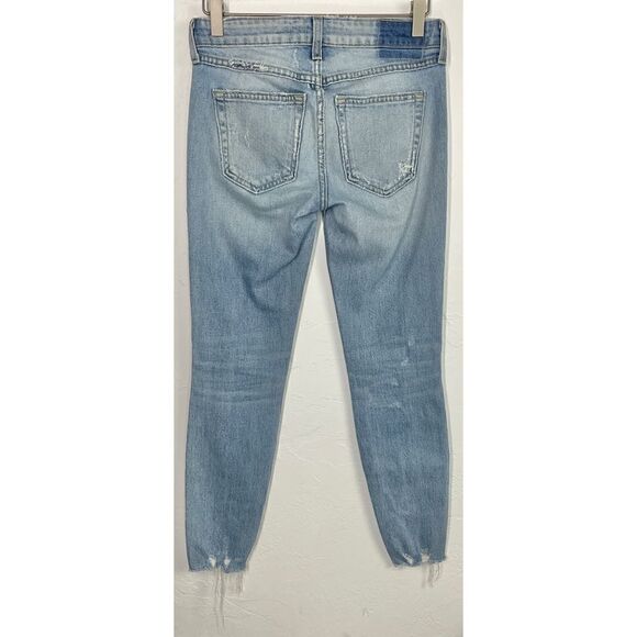 AMO Blue Fairfax Twist Distressed Split Hem Skinny Jeans 24 - Picture 5 of 7